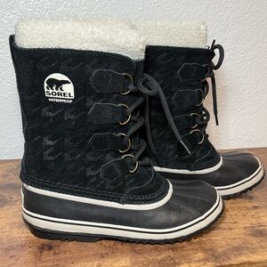 Sorel Black and White Waterproof Boots